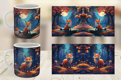 Mug Wrap Moonlit Woodland Fox Sublimation artnoy 