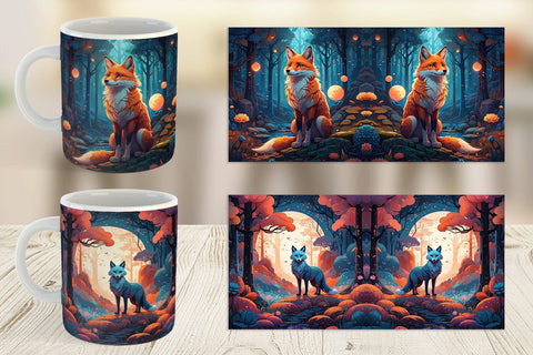 Mug Wrap Moonlit Woodland Fox Sublimation artnoy 
