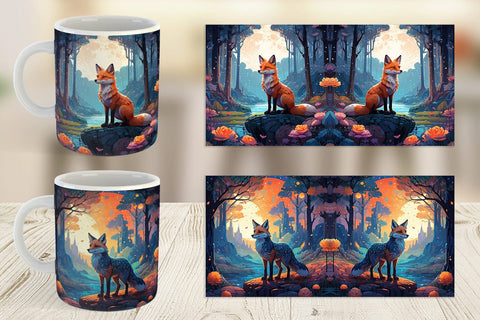 Mug Wrap Moonlit Woodland Fox Sublimation artnoy 