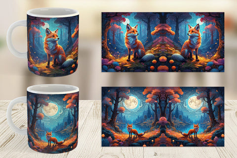 Mug Wrap Moonlit Woodland Fox Sublimation artnoy 