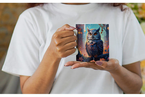 Mug Wrap Moonlit Woodland Owl Sublimation artnoy 