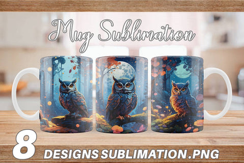 Mug Wrap Moonlit Woodland Owl Sublimation artnoy 