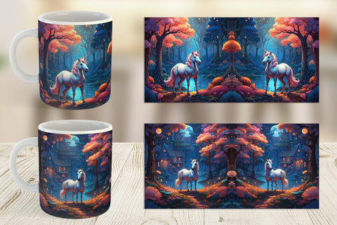 Mug Wrap Moonlit Woodland Unicorn Sublimation artnoy 
