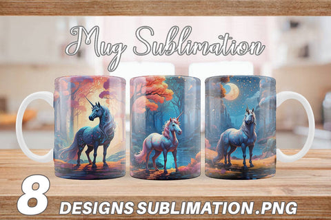 Mug Wrap Moonlit Woodland Unicorn Sublimation artnoy 