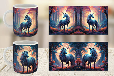 Mug Wrap Moonlit Woodland Unicorn Sublimation artnoy 