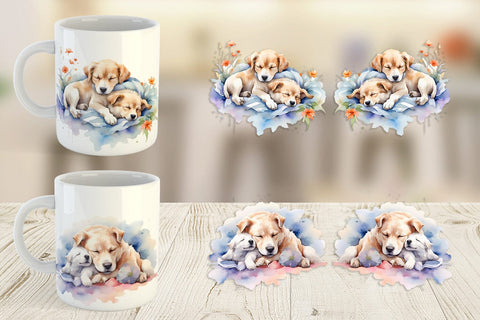Mug Wrap Mother Day Dog Sleeping Sublimation artnoy 