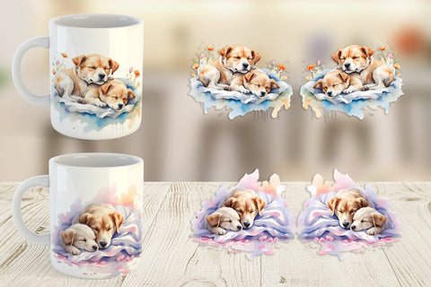 Mug Wrap Mother Day Dog Sleeping Sublimation artnoy 