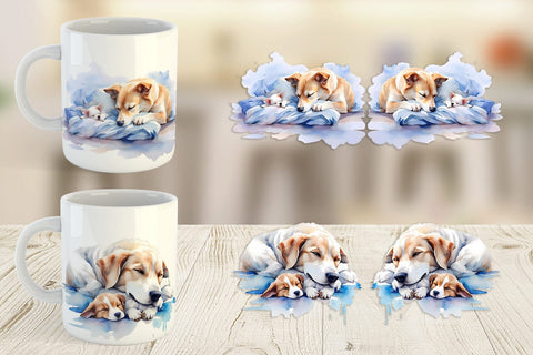 Mug Wrap Mother Day Dog Sleeping Sublimation artnoy 