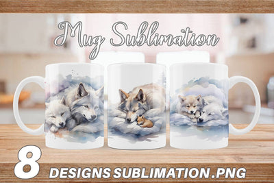 Mug Wrap Mother Day Wolf Sleeping Sublimation artnoy 
