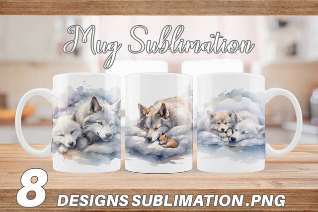 Mug Wrap Mother Day Wolf Sleeping Sublimation artnoy 