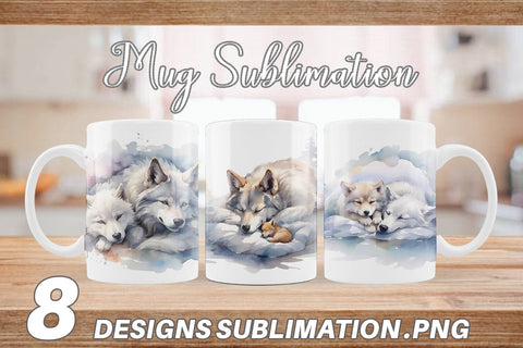 Mug Wrap Mother Day Wolf Sleeping Sublimation artnoy 