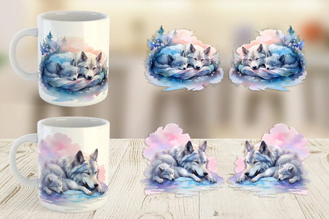 Mug Wrap Mother Day Wolf Sleeping Sublimation artnoy 
