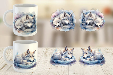 Mug Wrap Mother Day Wolf Sleeping Sublimation artnoy 