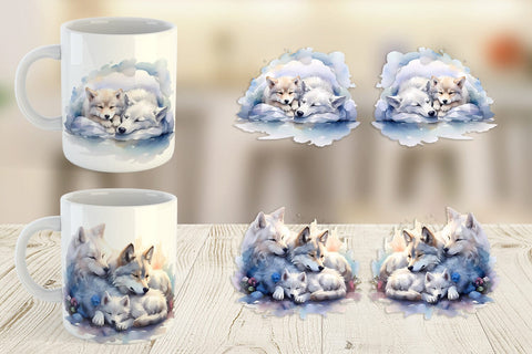 Mug Wrap Mother Day Wolf Sleeping Sublimation artnoy 