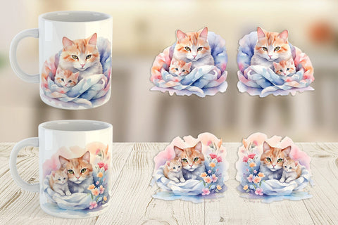Mug Wrap Mothers Day Cat Sublimation artnoy 