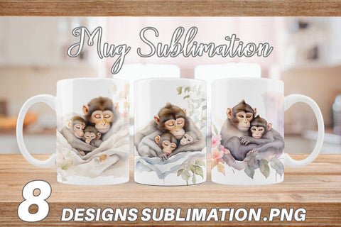 Mug Wrap Mothers Day Monkey Sublimation artnoy 
