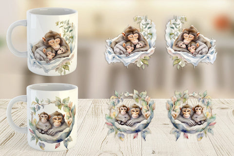 Mug Wrap Mothers Day Monkey Sublimation artnoy 