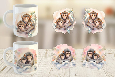 Mug Wrap Mothers Day Monkey Sublimation artnoy 