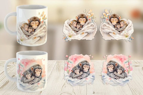 Mug Wrap Mothers Day Monkey Sublimation artnoy 