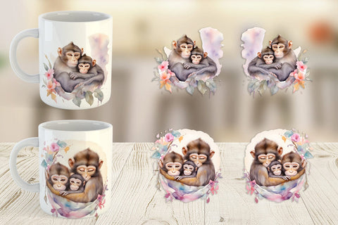 Mug Wrap Mothers Day Monkey Sublimation artnoy 