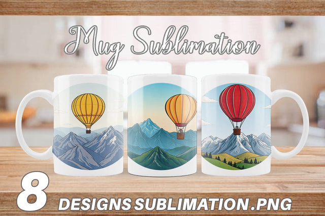 Mug Wrap Mountain Hot Air Balloon Sublimation artnoy 