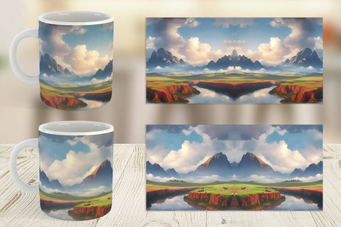 Mug Wrap Mountain Landscape Sublimation artnoy 