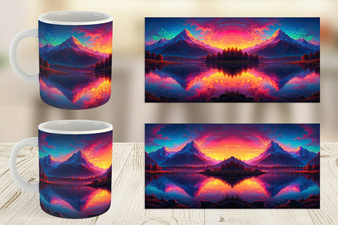 Mug Wrap Mountains and Lake Sublimation artnoy 