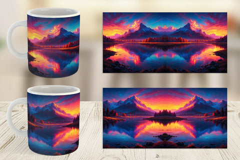 Mug Wrap Mountains and Lake Sublimation artnoy 