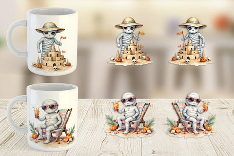 Mug Wrap Mummy Beach Holiday Sublimation artnoy 