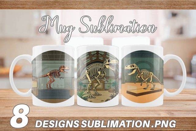 Mug Wrap Museum Dino Skeleton Sublimation artnoy 
