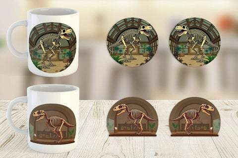 Mug Wrap Museum Dino Skeleton Sublimation artnoy 