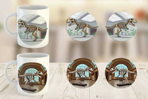 Mug Wrap Museum Dino Skeleton Sublimation artnoy 
