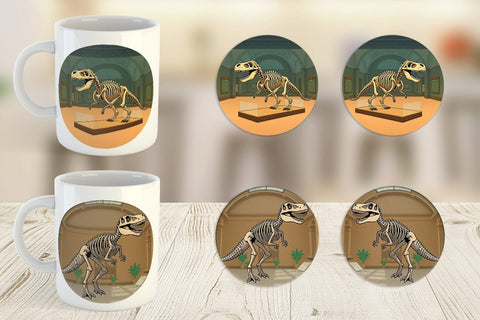 Mug Wrap Museum Dino Skeleton Sublimation artnoy 
