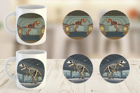 Mug Wrap Museum Dino Skeleton Sublimation artnoy 