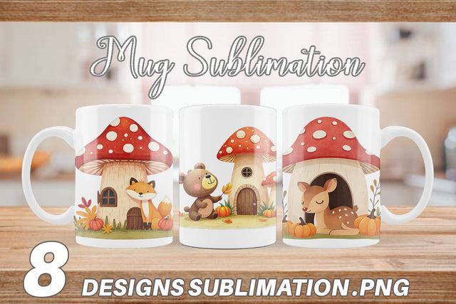 Mug Wrap Mushroom Forest Friends Sublimation artnoy 
