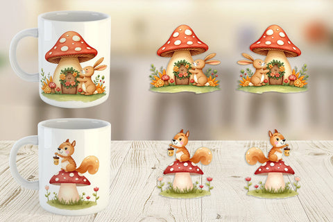 Mug Wrap Mushroom Forest Friends Sublimation artnoy 