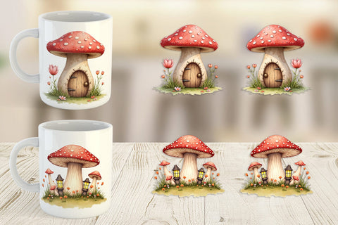 Mug Wrap Mushroom Homes Sublimation artnoy 