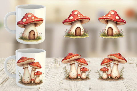 Mug Wrap Mushroom Homes Sublimation artnoy 