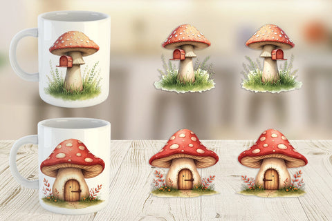 Mug Wrap Mushroom Homes Sublimation artnoy 