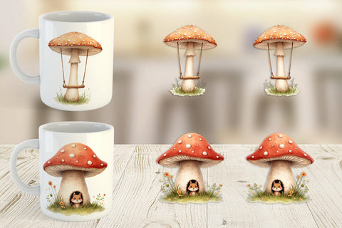 Mug Wrap Mushroom Homes Sublimation artnoy 