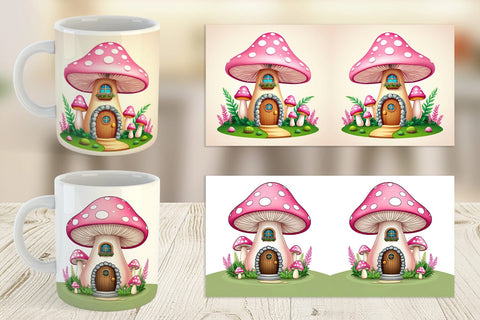 Mug Wrap Mushroom House Sublimation artnoy 