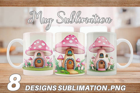 Mug Wrap Mushroom House Sublimation artnoy 