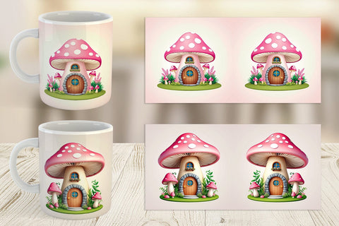 Mug Wrap Mushroom House Sublimation artnoy 