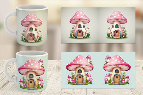 Mug Wrap Mushroom House Sublimation artnoy 