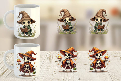 Mug Wrap Mushroom Mage Skeletons Sublimation artnoy 