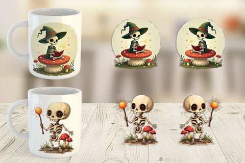 Mug Wrap Mushroom Mage Skeletons Sublimation artnoy 
