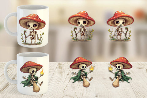 Mug Wrap Mushroom Mage Skeletons Sublimation artnoy 