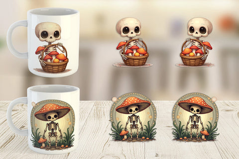 Mug Wrap Mushroom Mage Skeletons Sublimation artnoy 