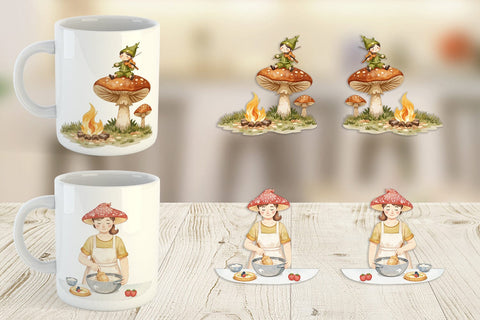 Mug Wrap Mushroom Village Friends Sublimation artnoy 