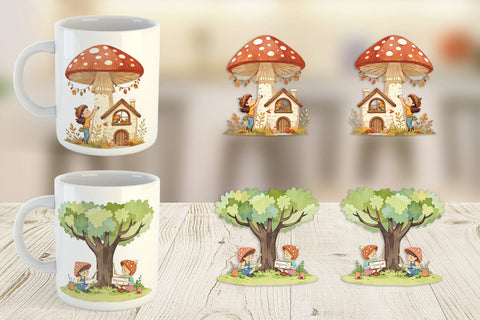 Mug Wrap Mushroom Village Friends Sublimation artnoy 